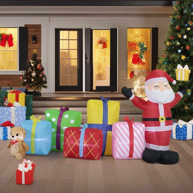 Kids Outdoor Yard - Inflatable Light Up Christmas Santa Gift