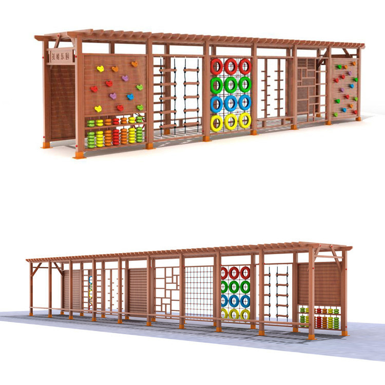 Kids Outdoor Jungle Gym - Outdoor Climbing Rock Frame Wood Playground