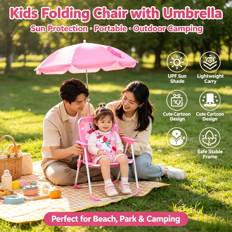 Kids Folding Chair with Sun Um - Kids Outdoor Umbrella Chair ulasan dan harga