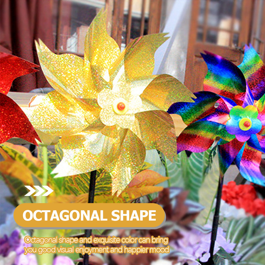 10Pcs Octagonal Windmills Pet  - Kids Outdoor Yard ulasan dan harga