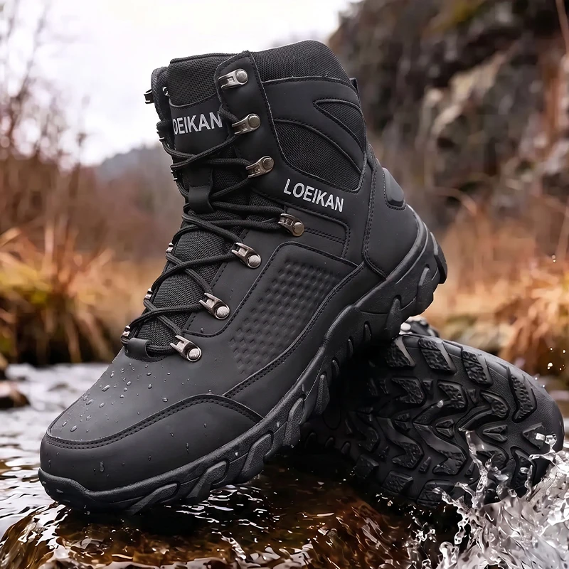 Men High‑cut Tactical Boots PU - Kids Outdoor Shoes ulasan dan harga