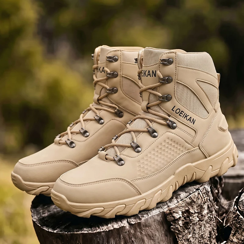 Men High‑cut Tactical Boots PU - Kids Outdoor Shoes ulasan dan harga